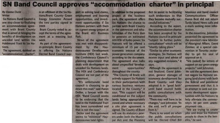 &quot;SN Band Council approves 'accommodation charter' in principal&quot;