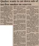 "Quebec wants to cut down sale of tax-free smokes on reserves"