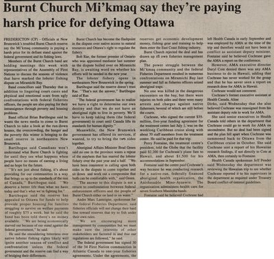 &quot;Burnt Church Mi'kmaq Say They're Paying Harsh Price For Defying Ottawa&quot;