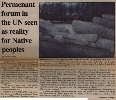 &quot;Permanent Forum In The UN Seen As Reality For Native Peoples&quot;