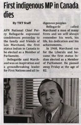 &quot;First Indigenous MP in Canada dies&quot;