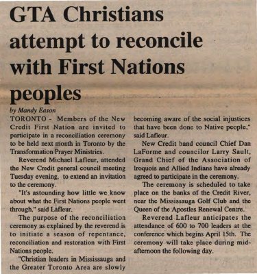 &quot;GTA Christians attempt to reconcile with First Nations peoples&quot;