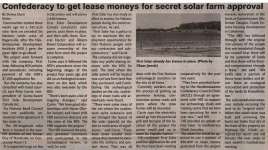 "Confederacy to get lease moneys for secret solar farm approval"