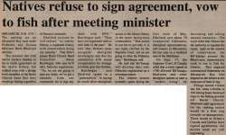 "Natives refuse to sign agreement, vow to fish after meeting minister"