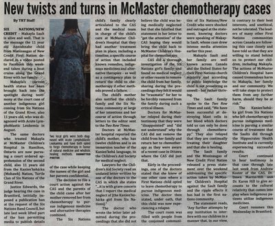 &quot;New Twist and Turns in McMaster Chemotherapy Cases&quot;