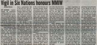 "Vigil in Six Nations honours MMIW"