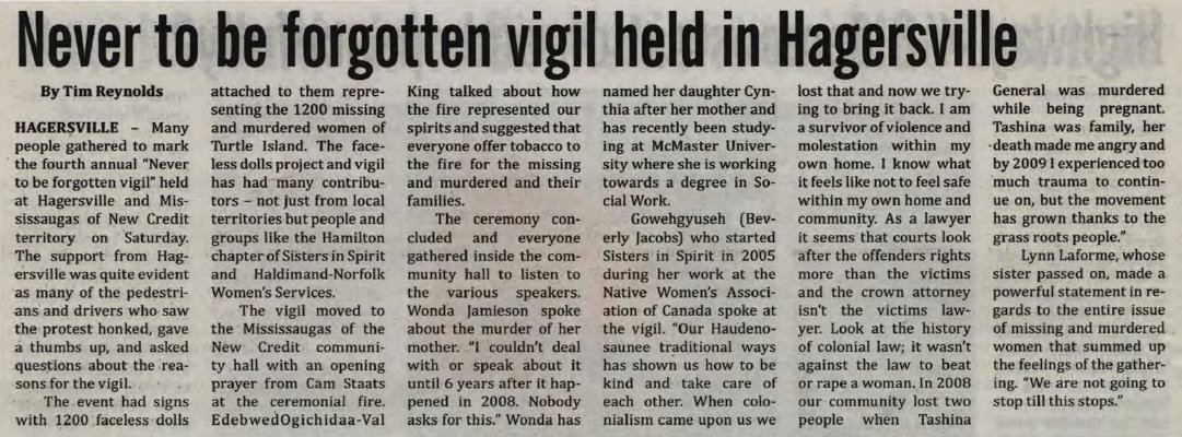 &quot;Never to be forgotten vigil held in Hagersville&quot;