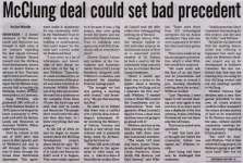 "McClung deal could set bad precedent"