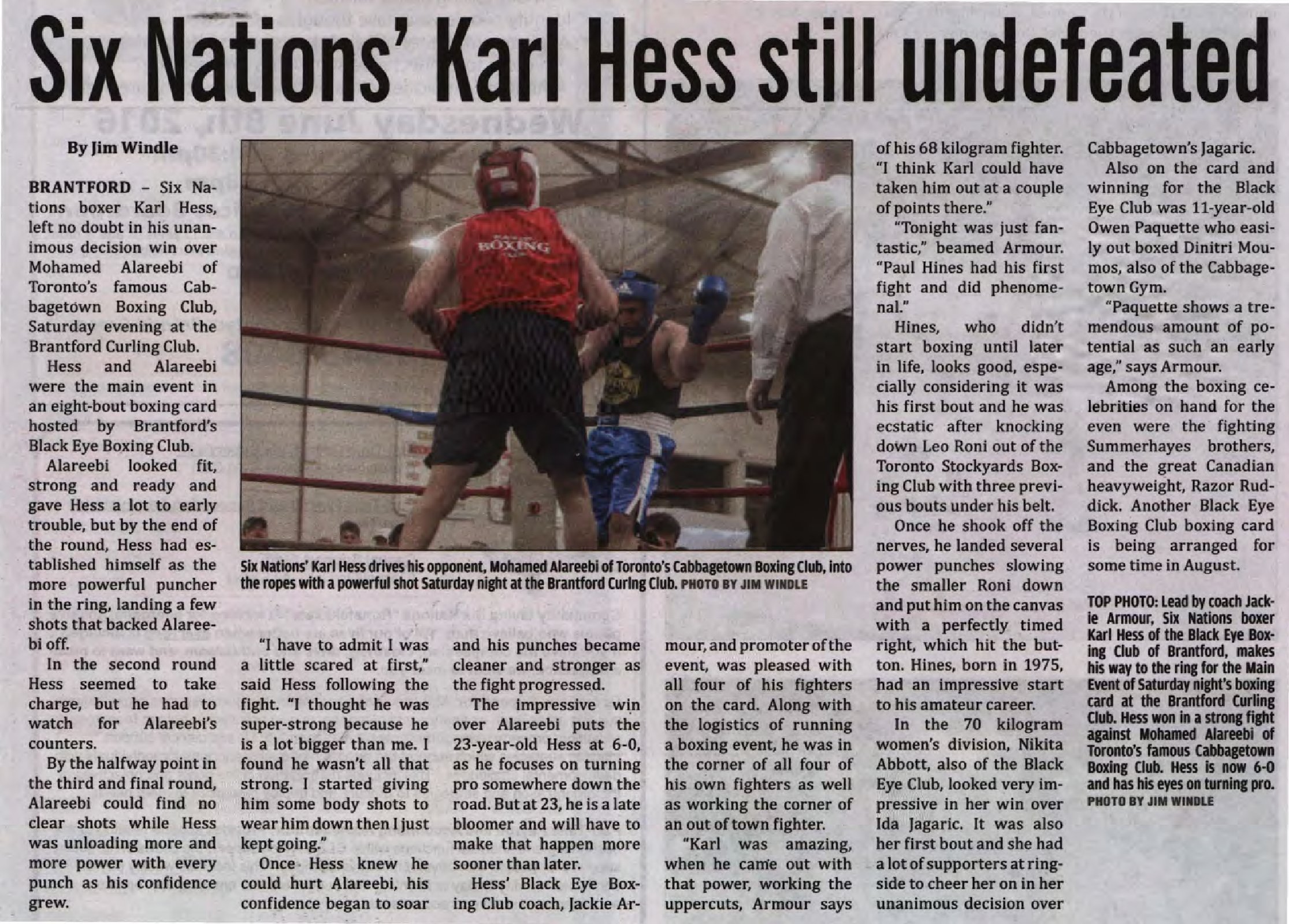 Six Nations' Karl Hess still undefeated