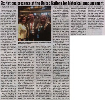 &quot;Six Nations presence at the United Nations for historical announcement&quot;