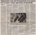 "Opponents urge Environmental Assessment for Lystek's waste operation in Dundalk"