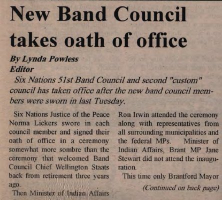 &quot;New Band Council takes oath of office&quot;