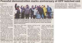 "Peaceful Demonstration Marks Anniversary of Botched OPP Raid"