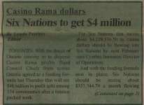 "Casino Rama - Six Nations to get $4 million"