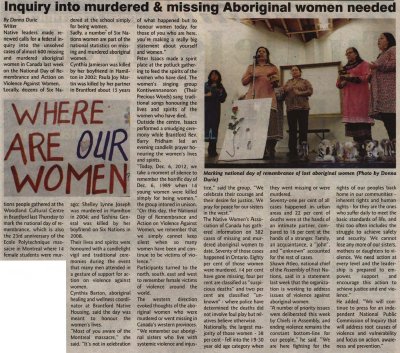 "Inquiry into murdered & missing Aboriginal women needed"