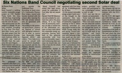 &quot;Six Nations Band Council negotiating second Solar deal&quot;