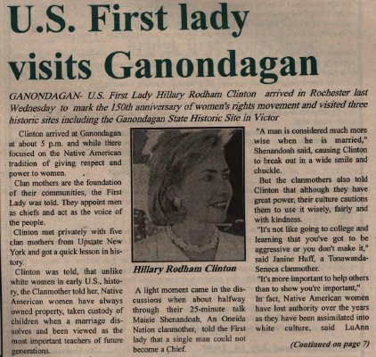 &quot;U.S. First lady visits Ganondagan&quot;