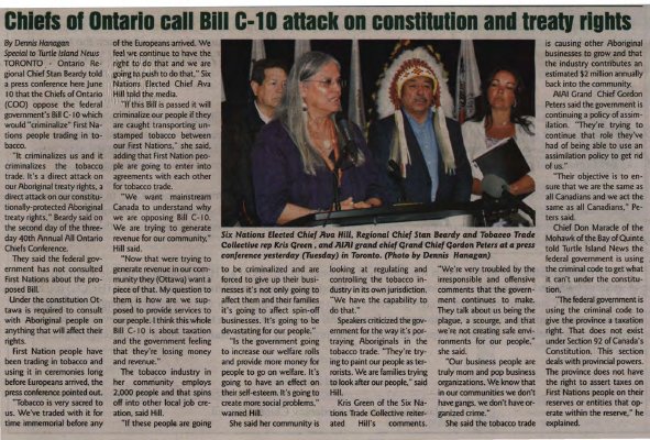 &quot;Chiefs of Ontario call Bill C-10 attack on constitution and treaty rights&quot;