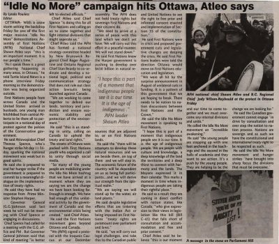 &quot;'Idle No More' campaign hits Ottawa, Atleo says&quot;