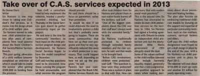 &quot;Take over C.A.S. services expected in 2013&quot;