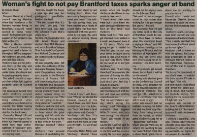 &quot;Woman's fight to not pay Brantford taxes sparks anger at band&quot;