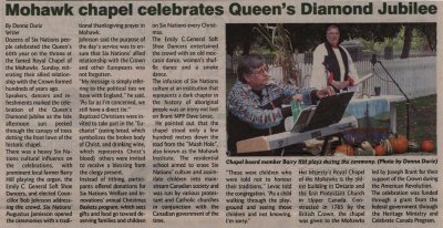 &quot;Mohawk Chapel celebrates Queen's Diamond Jubilee&quot;