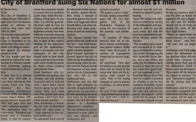 &quot;City of Brantford suing Six Nations for almost $1 million&quot;