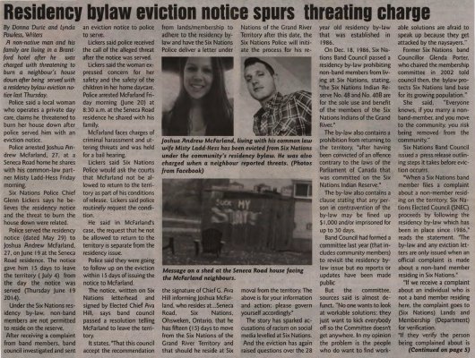 &quot;Residency bylaw eviction notice spurs threating charge&quot;