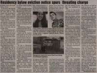 "Residency bylaw eviction notice spurs threating charge"