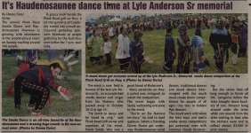 "It's Haudenosaunee dance time at Lyle Anderson Sr memorial"