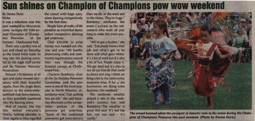 &quot;Sun shines on Champion of Champions pow wow weekend&quot;