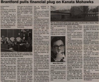 &quot;Brantford pulls financial plug on Kanata Mohawks&quot;