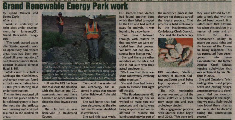 &quot;Grand Renewable Energy Park work&quot;