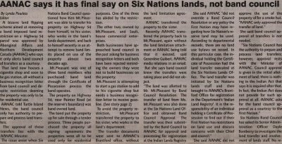 &quot;AANAC says it has final say on Six Nations lands, not band council&quot;