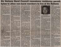 "Six Nations Band Council reawakens residency permit bylaw to allow non-band members to live at Six Nations"