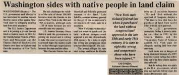 "Washington sides with native people in land claim"