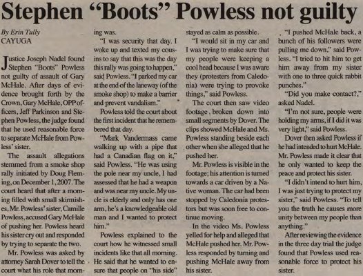 &quot;Stephen 'Boots' Powless not guilty&quot;