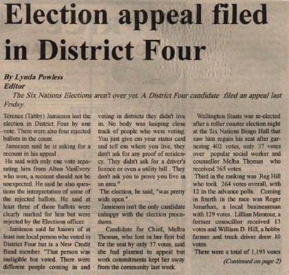 &quot;Election appeal filed in District Four&quot;