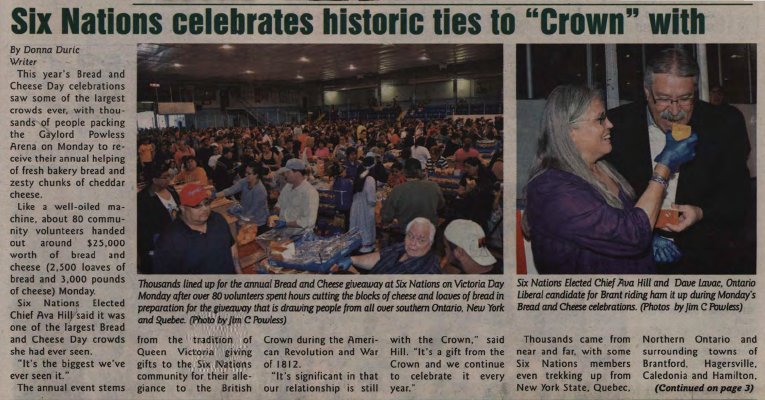 &quot;Six Nations celebrates historic ties to &quot;Crown&quot; with Victoria Day Bread and Cheese celebration&quot;