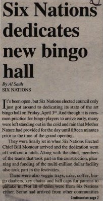 &quot;Six Nations dedicates new bingo hall&quot;