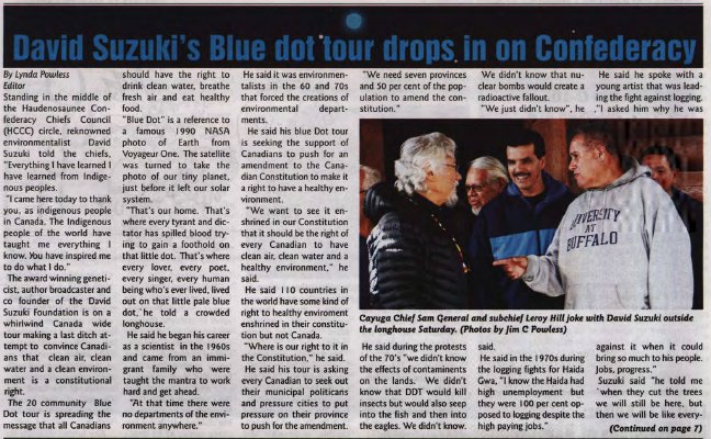 &quot;David Suzuki's Blue dot tour drops in on Confederacy&quot;