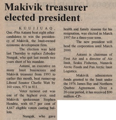 &quot;Makivik treasurer elected president&quot;