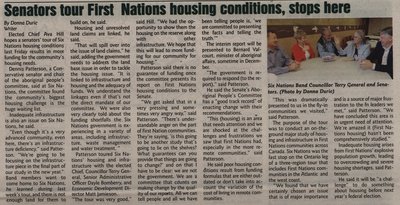 &quot;Senators tour First Nations housing conditions, stops here&quot;