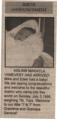 VanEvery, Aislinn Makayla to VanEvery, Mike and VanEvery, Eden (Born)