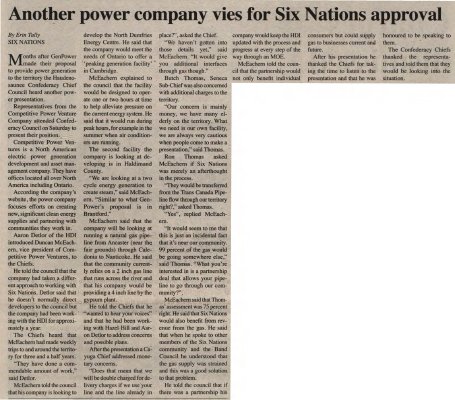 &quot;Another power company vies for Six Nations approval&quot;