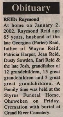 Reid, Raymond (Died)