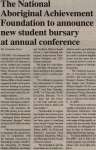 "The National Aboriginal Achievement Foundation to announce new student bursary at annual conference"