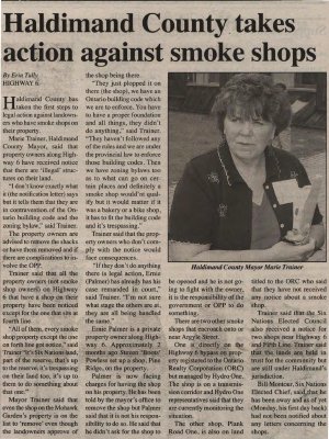 &quot;Haldimand County takes action against smoke shops&quot;