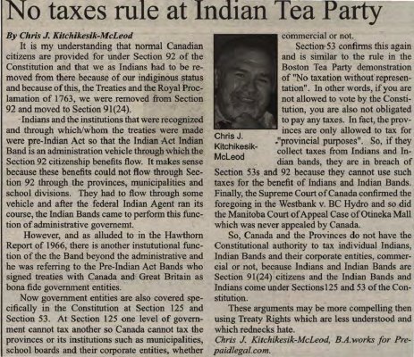 &quot;No taxes rule at Indian Tea Party&quot;