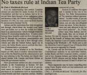 "No taxes rule at Indian Tea Party"